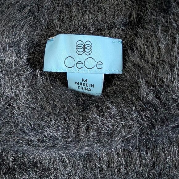 NWT Black Fuzzy Short Sleeve Puff Sleeve Sweater WOMENS SIZE MEDIUM - Picture 3 of 8